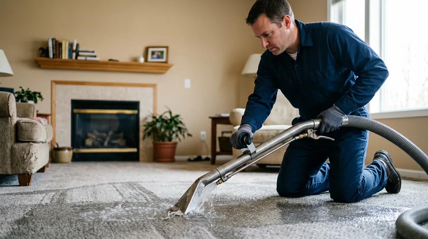 Water damage restoration technician working near Morton Grove, IL
